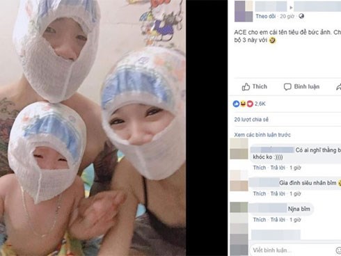 Mang bỉm của con đội lên đầu, bố mẹ khiến dân mạng cười lăn lộn với tạo hình gia đình
