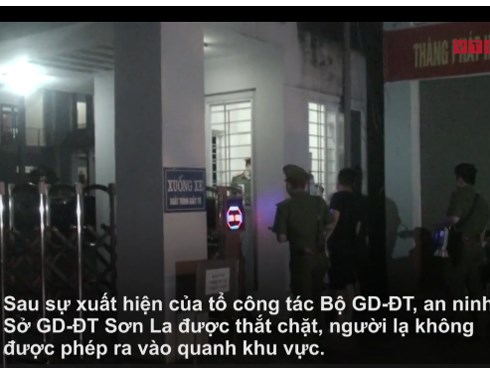 Video: Cảnh sát soi đèn kiểm tra mọi ngóc ngách trong khuôn viên sở GD-ĐT Sơn La