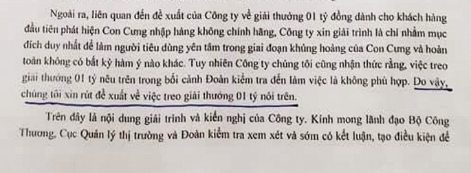 Con Cưng đột ngột xin rút đề xuất treo thưởng 1 tỷ đồng cho khách hàng phát hiện sai phạm-2