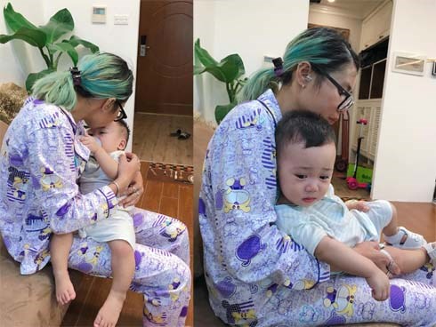 Hằng túi chia sẻ hình ảnh 'Hotgirl Bella' khỏi bệnh quấn quýt bên con trai, ngỏ ý muốn nhuộm lại tóc và đón con về nuôi gà trồng rau kiếm sống