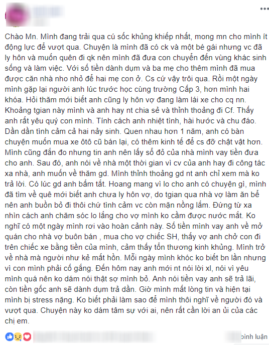 Mẹ đơn thân vô tình là kẻ thứ 3, đã bị lừa tình còn bị bồ dụ cắm sổ đỏ nhà về mua xe cho vợ đi-1