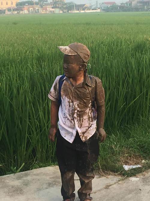 Lao xe xuống ruộng trên đường đi học, cậu bé này làm cư dân mạng cười ngặt nghẽo-4