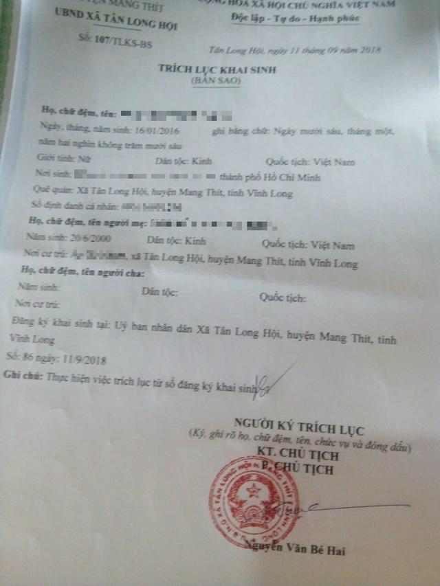 Con gái 15 tuổi bị xâm hại rồi sinh con, mẹ vẫn vô tư làm giấy khai sinh cho cháu-1