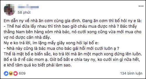 Bị hỏi khó chuyện mua nhà trong bữa cơm ra mắt, chàng trai trả lời một câu khiến bố vợ tương lai không thốt nên lời-1