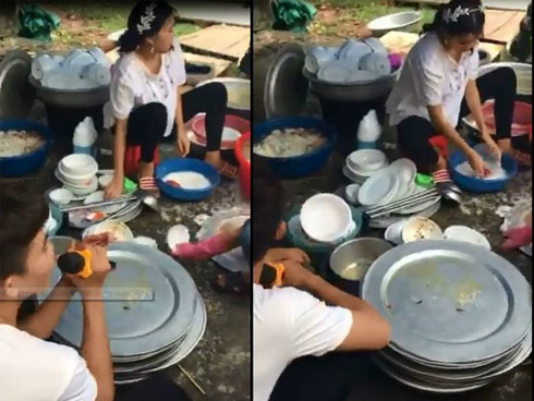 Cô dâu hốt hoảng vì phải rửa cả chục mâm bát sau đám cưới, chú rể đã làm hành động này khiến cô lặng người-4