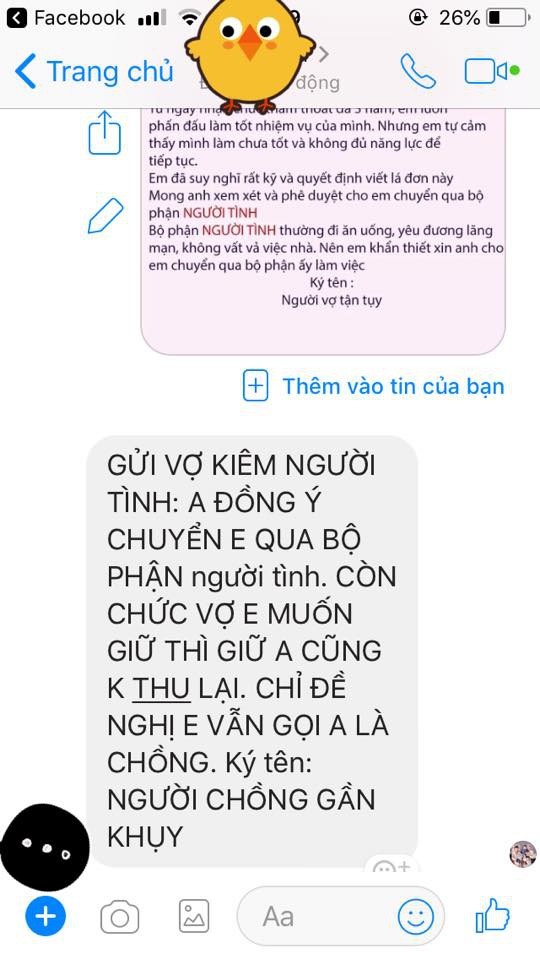 Chị em rộ trào lưu nhắn tin từ chức vợ để chuyển sang bộ phận người tình và đây là phản ứng của các anh chồng-2