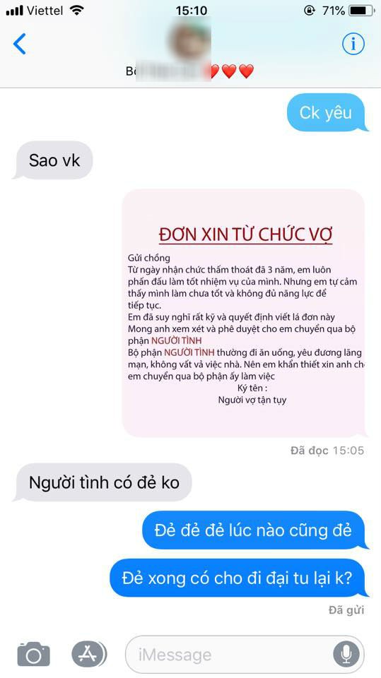 Chị em rộ trào lưu nhắn tin từ chức vợ để chuyển sang bộ phận người tình và đây là phản ứng của các anh chồng-10