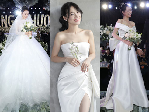 Nhìn lại 4 bộ váy Nhã Phương đặt may riêng cho lễ đính hôn và cưới