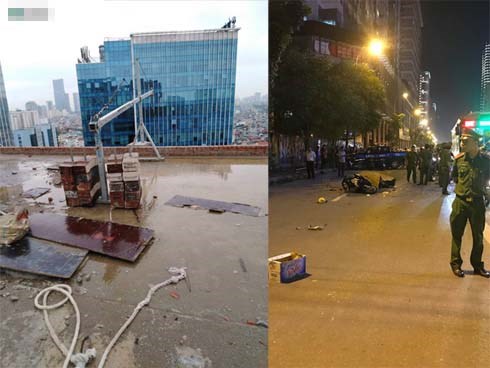 Cận cảnh nơi đặt cần trục rơi xuống đường Lê Văn Lương khiến mẹ đơn thân tử vong