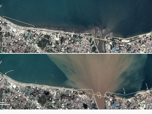 Video: Đường phố nứt ra dưới chân người chạy động đất ở Indonesia-1