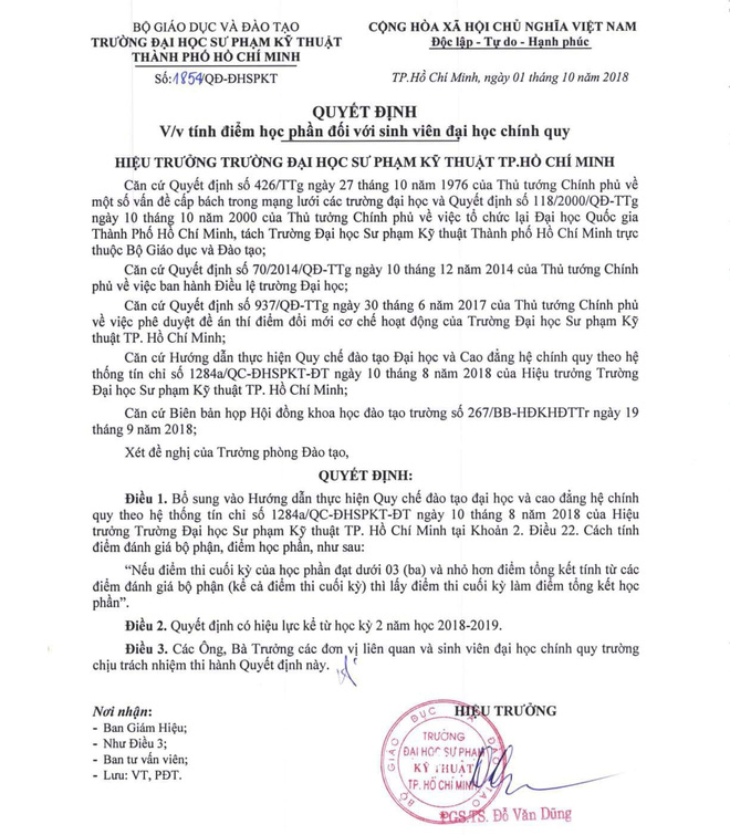 Quy định lạ của trường đại học: Nếu điểm thi cuối kỳ dưới 3 thì điểm học phần sẽ bị hạ, kể cả khi đạt điểm 9-1