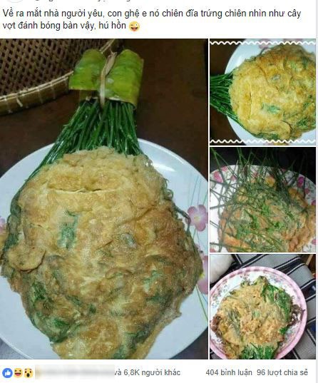 Về ra mắt nhà người yêu, cô gái khiến cả nhà choáng với món trứng rán nhồi rau nguyên cọng, nhìn qua cứ tưởng vợt bóng bàn-1