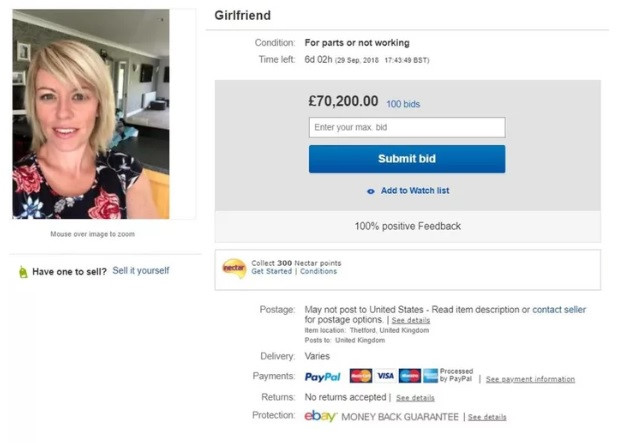 Trò đùa rao bán bạn gái trên eBay được trả giá hơn 90.000 USD-1