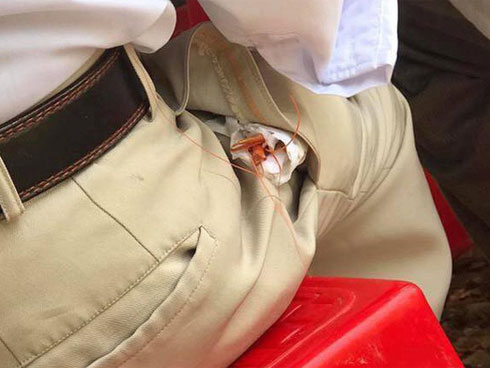 Cay mắt với hình ảnh ông bố đi ăn cỗ lấy phần cho con-3