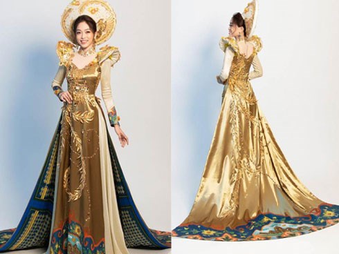 Phương Nga mang quốc phục “Ngũ Phụng Tề Phi” cộng đồng mạng bảo nhìn như rèm cửa
