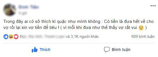 Khoe sở thích nộp hết lương cho vợ, ông chồng không ngờ mình chẳng hề cô đơn”-1