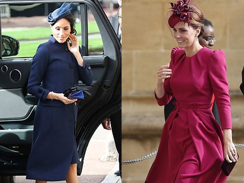 Công nương Kate Middleton và Meghan Markle mặc đồ đối lập trong đám cưới Công chúa Eugenie