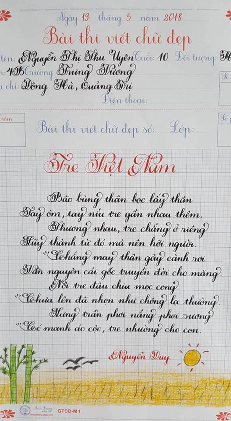 Thầy nào trò nấy, học sinh của 18 cô giáo viết đẹp gây sốt hôm qua cũng có nét chữ không máy in nào sánh bằng-1