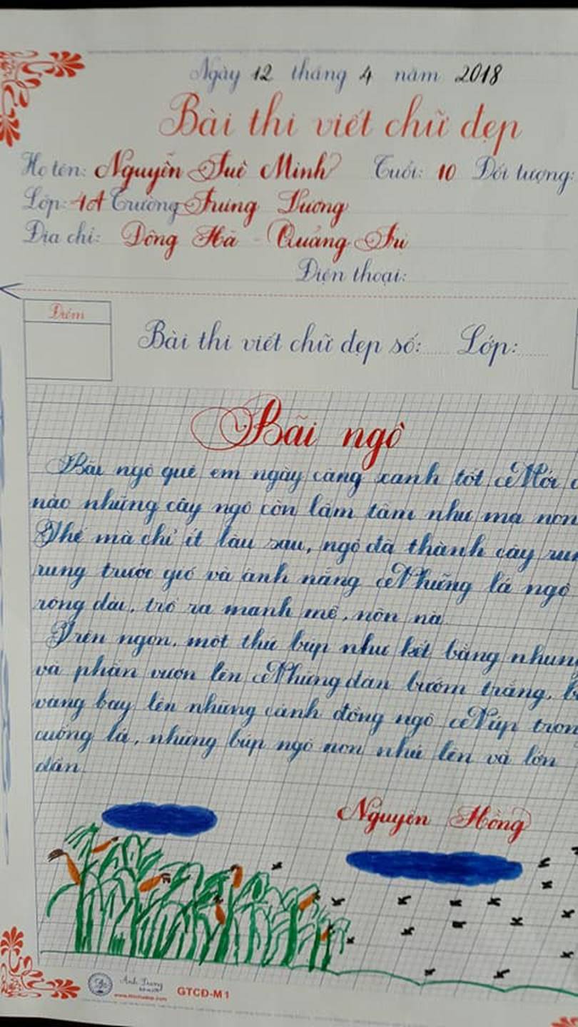 Thầy nào trò nấy, học sinh của 18 cô giáo viết đẹp gây sốt hôm qua cũng có nét chữ không máy in nào sánh bằng-14