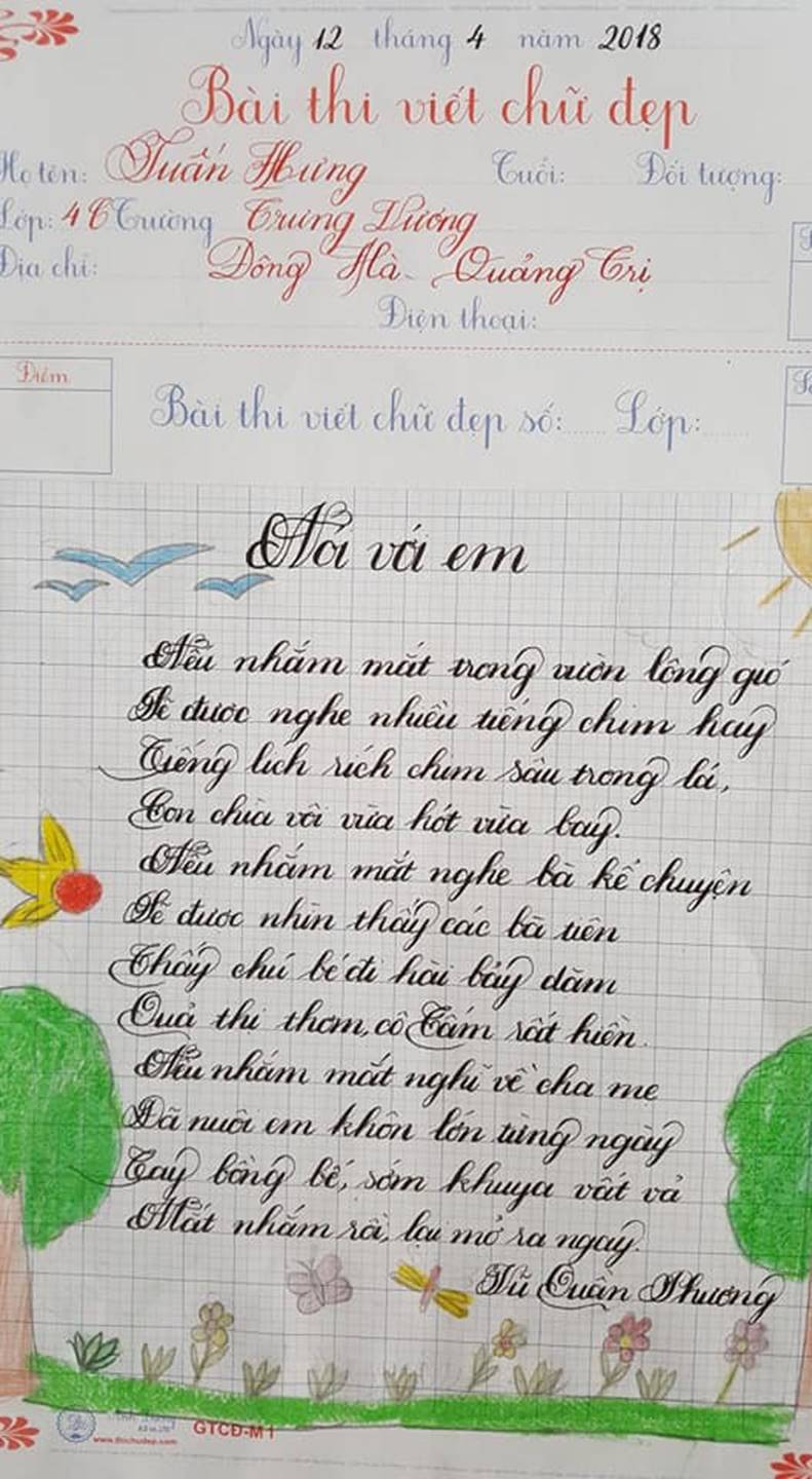 Thầy nào trò nấy, học sinh của 18 cô giáo viết đẹp gây sốt hôm qua cũng có nét chữ không máy in nào sánh bằng-4