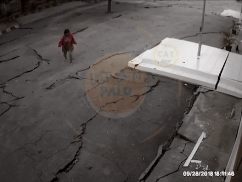 Video: Đường phố nứt ra dưới chân người chạy động đất ở Indonesia