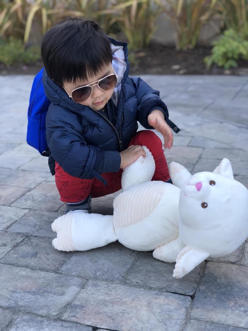 Phát sốt với loạt ảnh con trai Đan Trường ôm gấu, đeo cặp đi chơi: Mệt là lăn ra đất-2