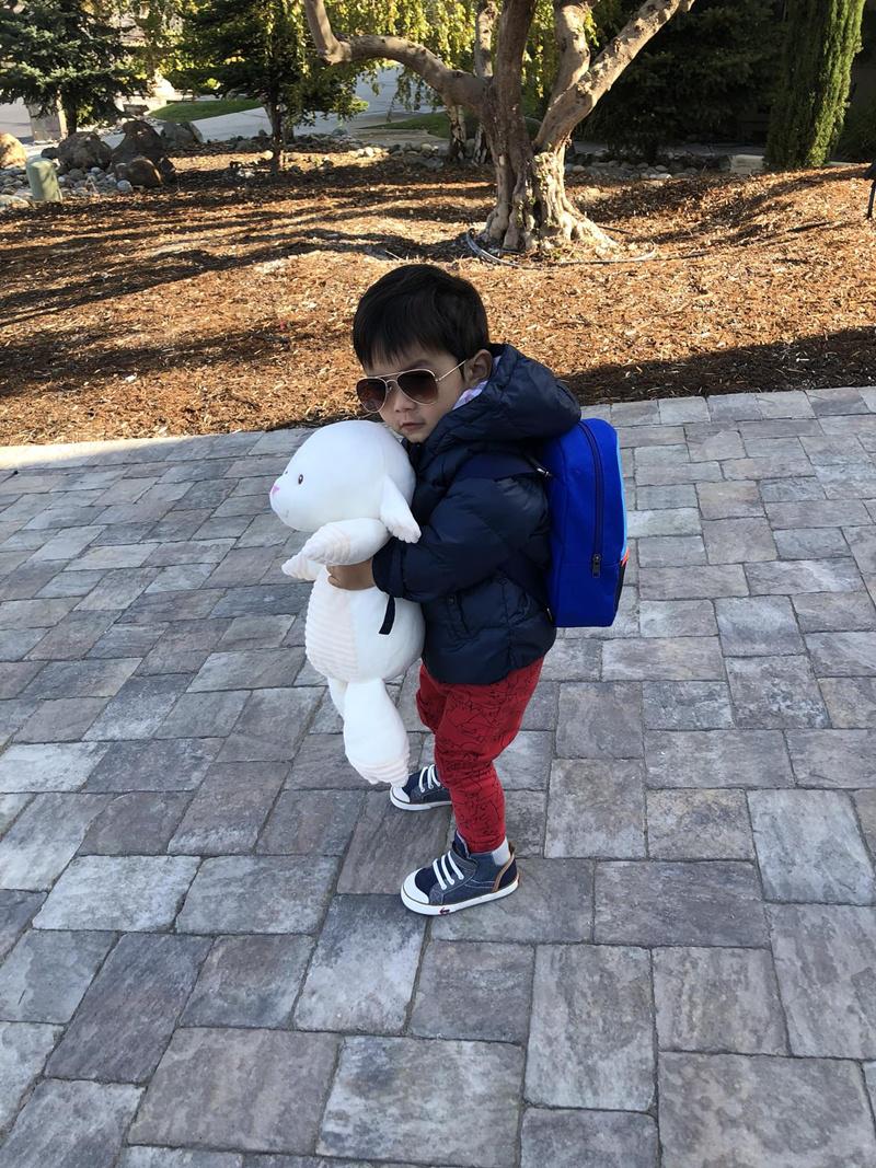 Phát sốt với loạt ảnh con trai Đan Trường ôm gấu, đeo cặp đi chơi: Mệt là lăn ra đất-7