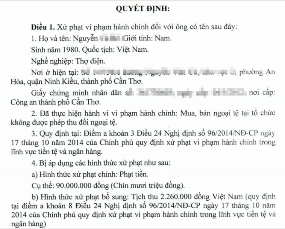 Anh thợ điện bị phạt 90 triệu vì đổi 100 USD: Tui không ngờ số tiền phạt lớn như vậy!”-2