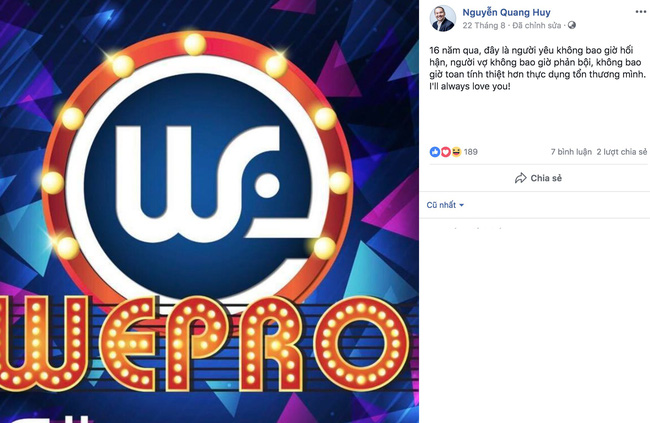 Trước khi công khai ly hôn, Quang Huy từng ám chỉ về một người vợ phản bội, toan tính, làm tổn thương mình?-2