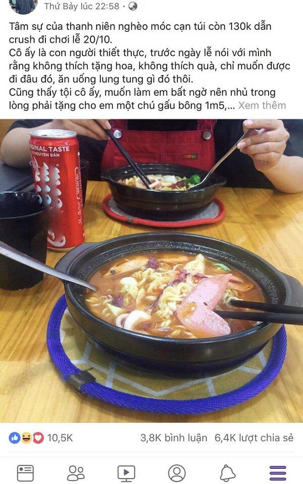 Dẫn bạn gái đi chơi lễ chỉ với 130 nghìn, chàng trai tâm sự gây sốt”-1