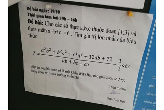 Thầy hiệu trưởng bá đạo đặt pass wifi là đáp án bài toán-1