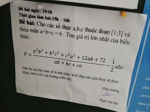 Thầy hiệu trưởng 'bá đạo' đặt pass wifi là đáp án bài toán