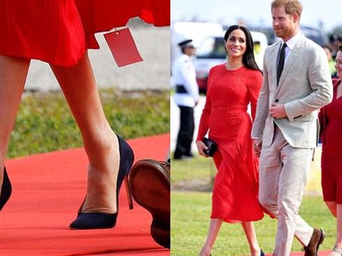 Xuất hiện vô cùng nổi bật cùng Hoàng tử Harry nhưng Công nương Meghan lại mặc váy quên không cắt mác