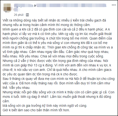 Cặp với đàn ông có vợ vì yêu chứ không vụ lợi, mẹ trẻ vẫn hồn nhiên tin rằng mình không phải là kẻ thứ ba-1