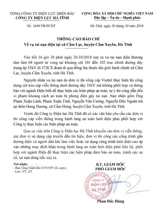 Tin mới vụ 4 người chết do phóng điện cao thế ở Hà Tĩnh-1