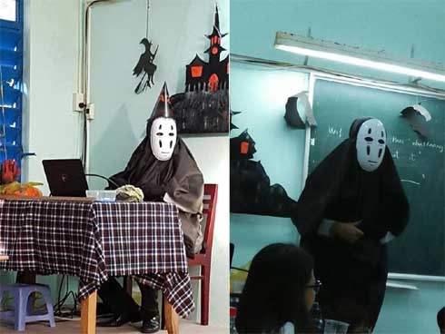 Chất như thầy giáo trường người ta: Nhập vai Vô Diện và tổ chức tiệc Halloween cho học sinh