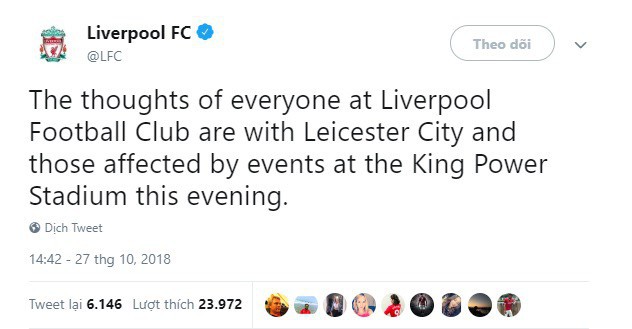 Thế giới bóng đá chia buồn, cầu nguyện Leicester vượt qua thảm kịch rơi máy bay-5