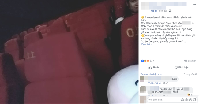 Bị quấy rầy trong rạp phim, cô gái đăng đàn chia sẻ câu chuyện, dân mạng liền bày tỏ sự đồng cảm sâu sắc-2