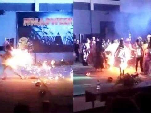 Nữ sinh Nghệ An bốc cháy khi tham gia lễ hội Halloween