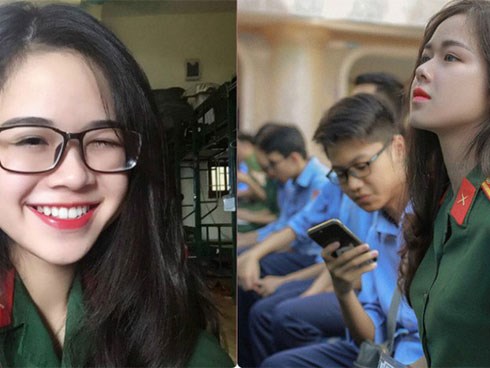 Cô gái mặc quân phục gây sốt MXH: 