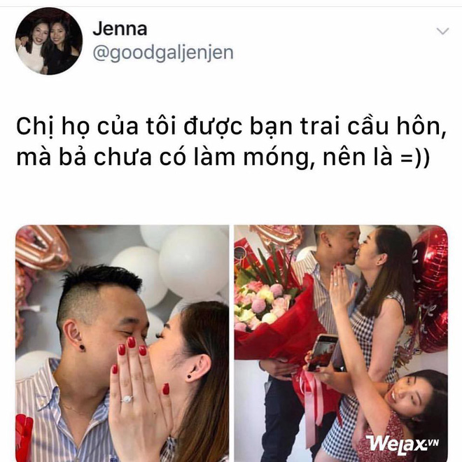 Chưa kịp làm móng đã được cầu hôn, cô gái mượn tạm bàn tay của chị đeo nhẫn chụp ảnh cho sang!-1