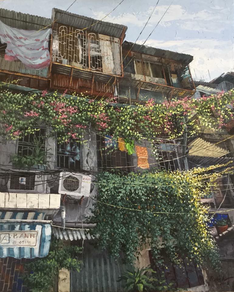 Chùm tranh sơn dầu chủ đề ngõ nhỏ, phố nhỏ đẹp ngỡ ngàng và chân thực không thua gì ảnh chụp-1