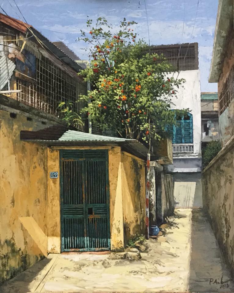 Chùm tranh sơn dầu chủ đề ngõ nhỏ, phố nhỏ đẹp ngỡ ngàng và chân thực không thua gì ảnh chụp-12