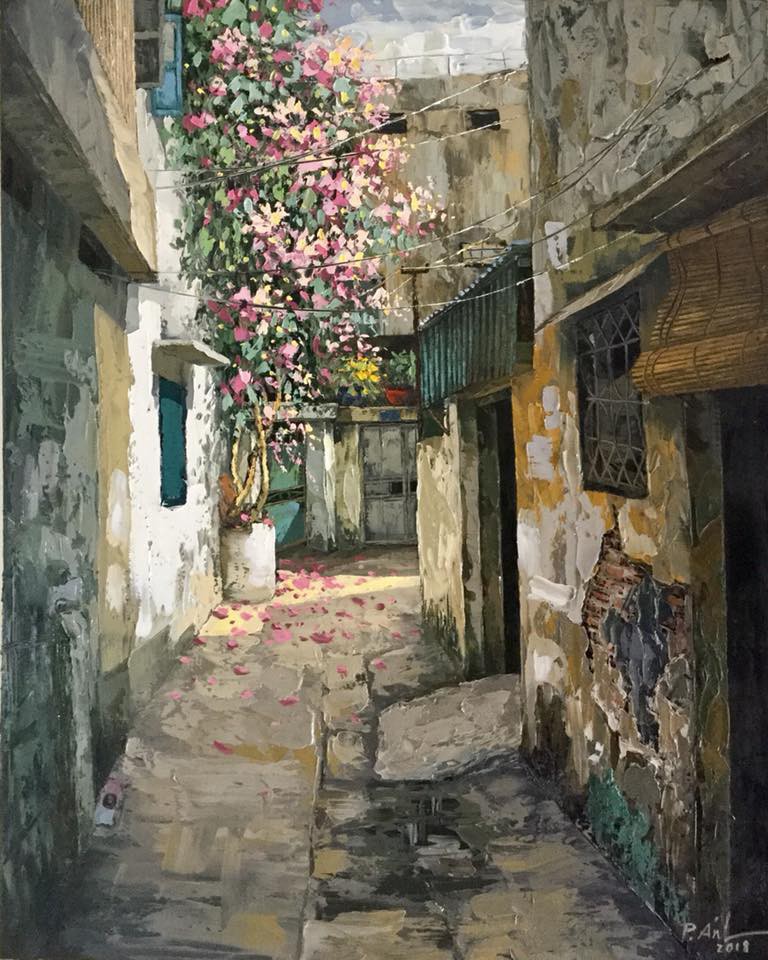 Chùm tranh sơn dầu chủ đề ngõ nhỏ, phố nhỏ đẹp ngỡ ngàng và chân thực không thua gì ảnh chụp-3