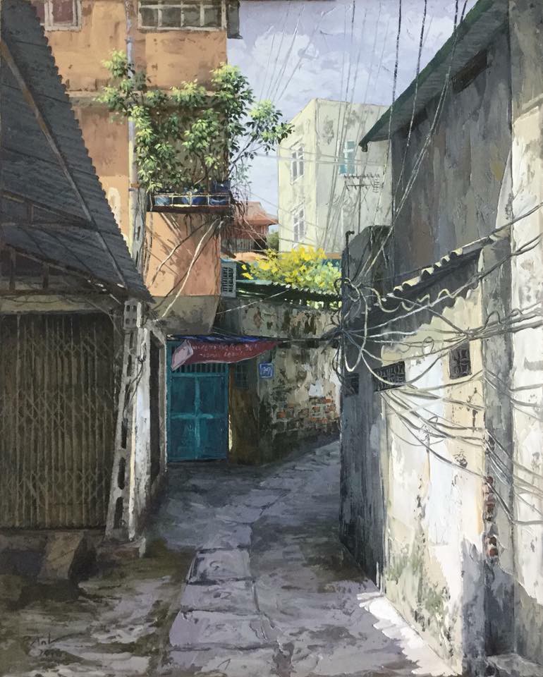 Chùm tranh sơn dầu chủ đề ngõ nhỏ, phố nhỏ đẹp ngỡ ngàng và chân thực không thua gì ảnh chụp-5