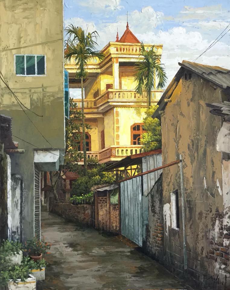 Chùm tranh sơn dầu chủ đề ngõ nhỏ, phố nhỏ đẹp ngỡ ngàng và chân thực không thua gì ảnh chụp-6