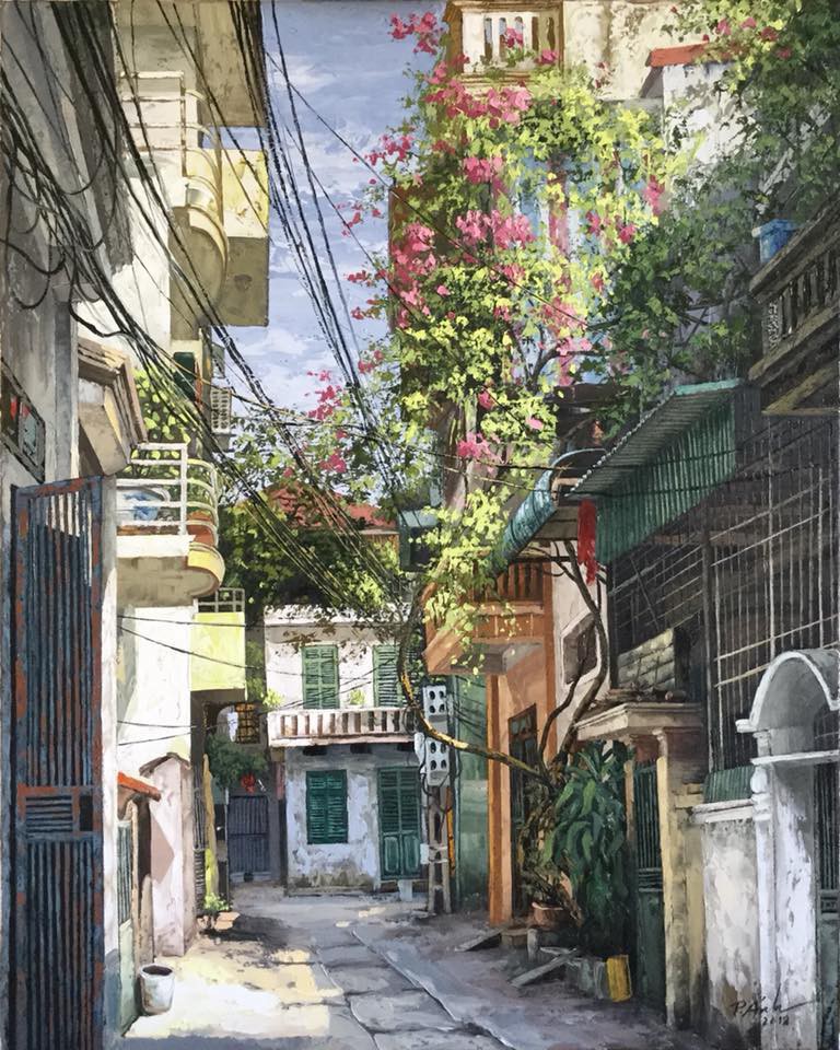Chùm tranh sơn dầu chủ đề ngõ nhỏ, phố nhỏ đẹp ngỡ ngàng và chân thực không thua gì ảnh chụp-8