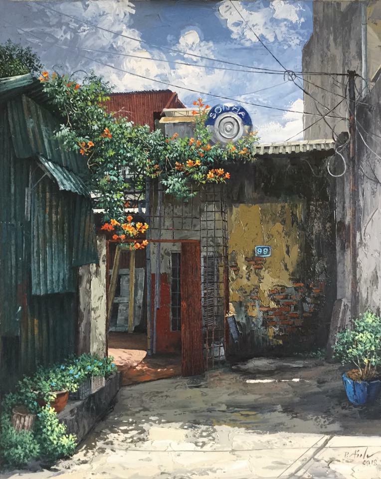 Chùm tranh sơn dầu chủ đề ngõ nhỏ, phố nhỏ đẹp ngỡ ngàng và chân thực không thua gì ảnh chụp-9