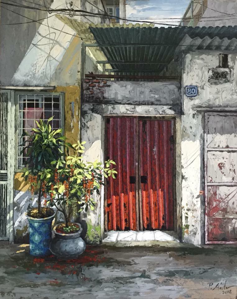 Chùm tranh sơn dầu chủ đề ngõ nhỏ, phố nhỏ đẹp ngỡ ngàng và chân thực không thua gì ảnh chụp-16