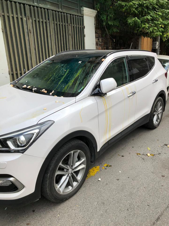 Đỗ thiếu ý thức, xe ô tô trắng bị ném trứng sống trên phố Hà Nội?-1
